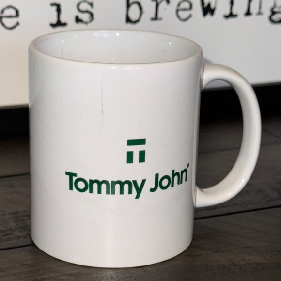 TOMMY JOHN underwear co. BALLSY white/green ceramic coffee tea mug cup drinkware - Picture 3 of 7